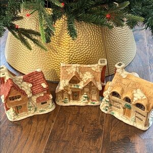 Vintage Light Up Porcelain Christmas Village Houses, 3